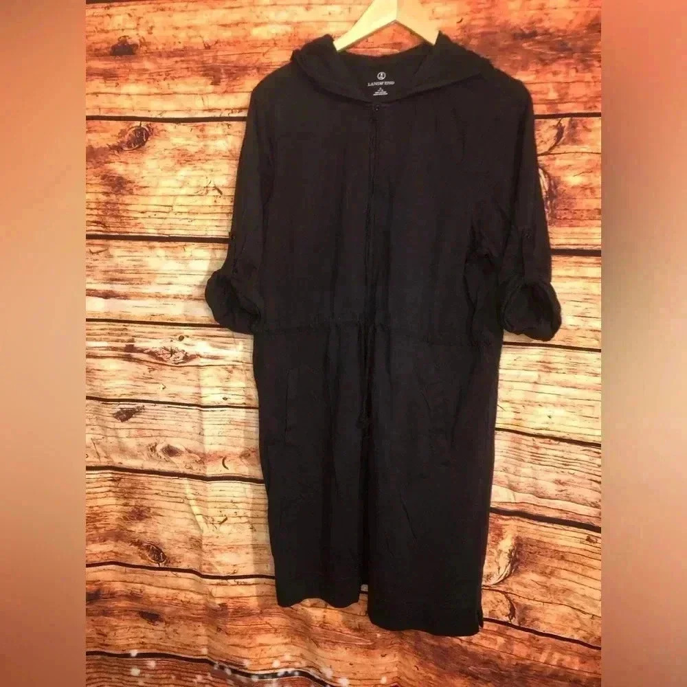 Lands End all black hooded romper - Picture 3 of 12